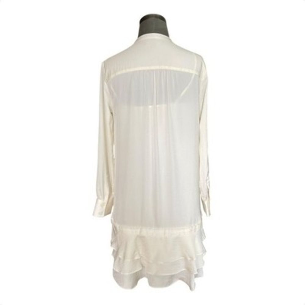 Banana Republic Ivory Tiered Ruffle Hem Tunic Dress Long Sleeve Button Size 4 VG - Picture 5 of 8